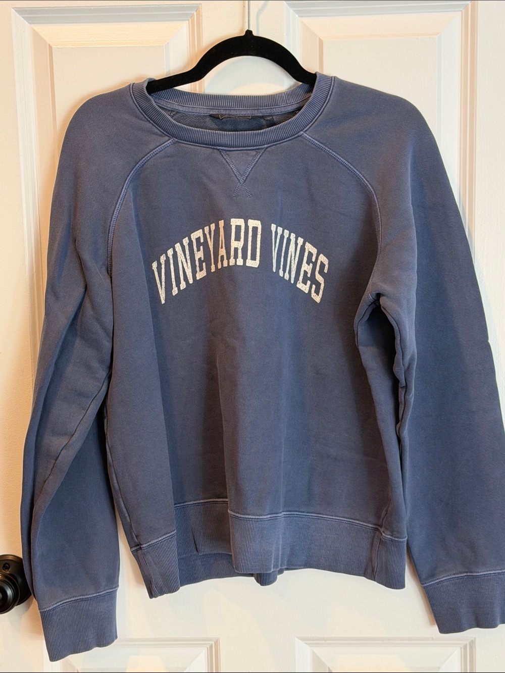 Vineyard Vines Slate Blue Crewneck Sweatshirt with White Logo